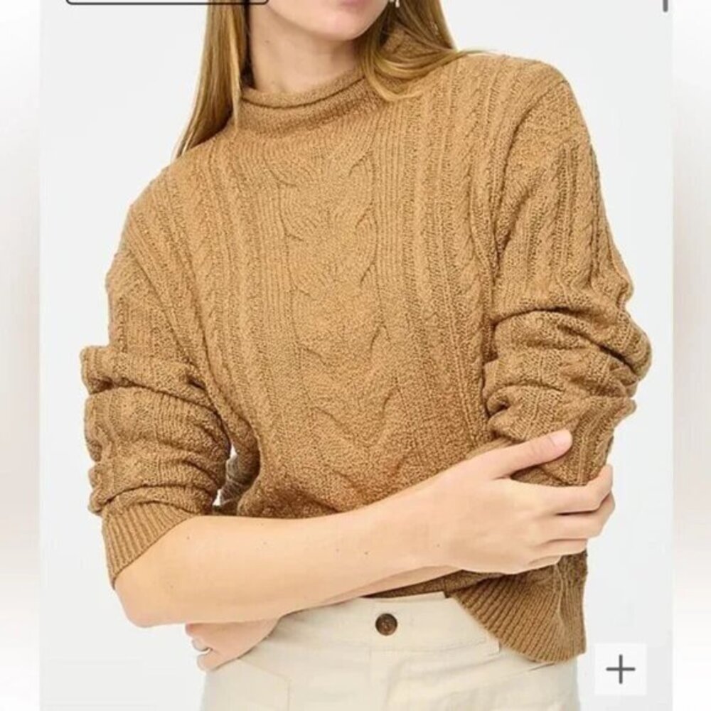 J.Crew Rollneck™ Cable sweater (Camel, Size:‎ Small)
